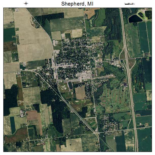 Shepherd, MI air photo map