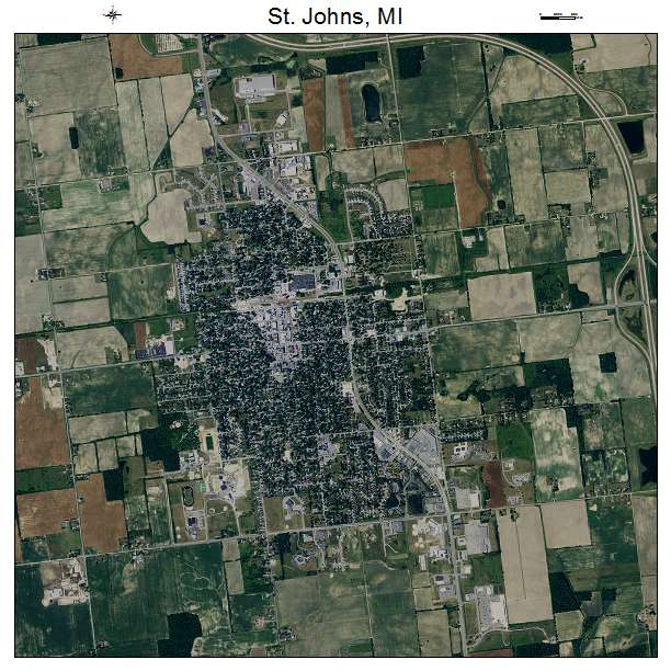St Johns, MI air photo map