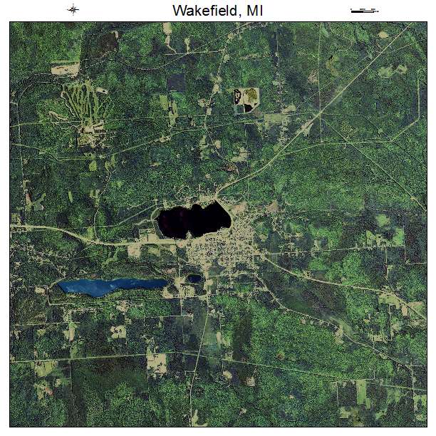 Wakefield, MI air photo map