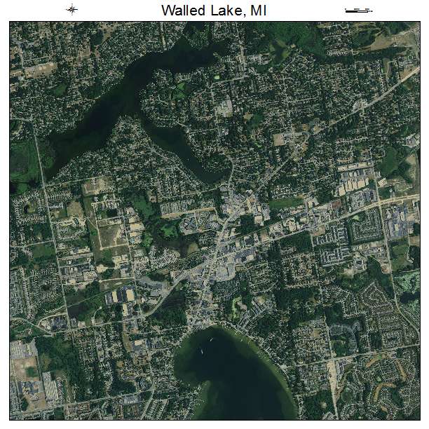 Walled Lake, MI air photo map