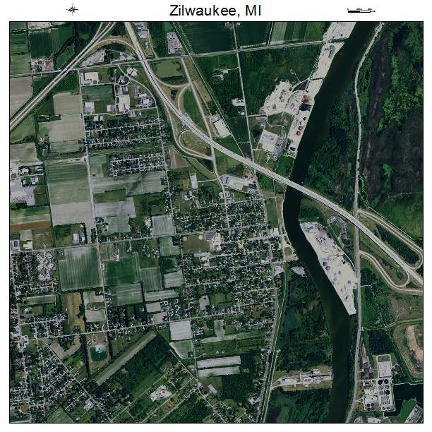 Zilwaukee, MI air photo map