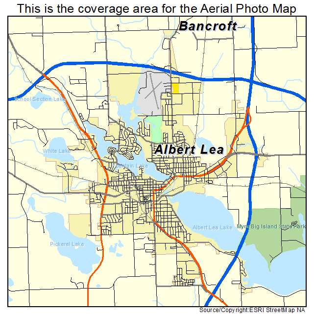 Albert Lea, MN location map 