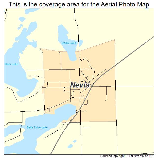 Nevis, MN location map 