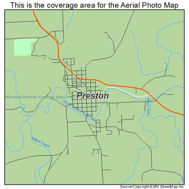 Preston, MN location map 