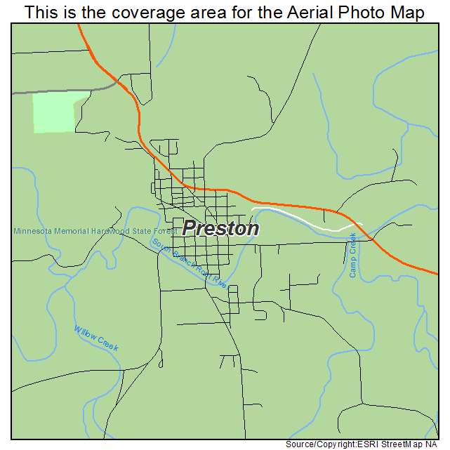 Preston, MN location map 