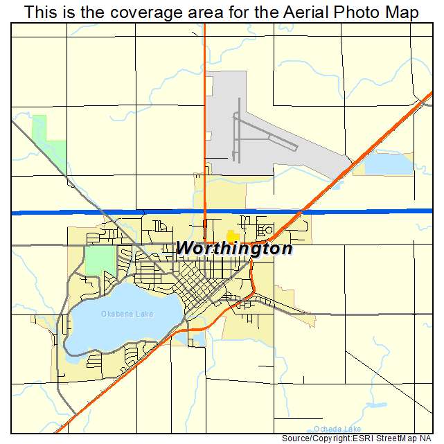 Worthington, MN location map 