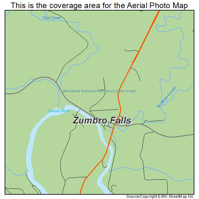 Zumbro Falls, MN location map 