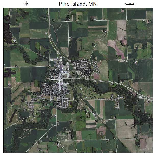 Pine Island, MN air photo map