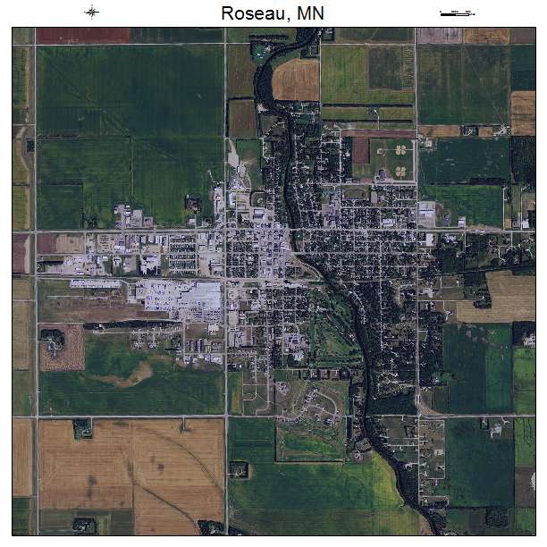 Roseau, MN air photo map