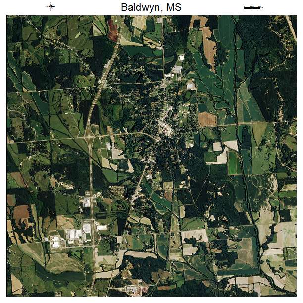 Baldwyn, MS air photo map