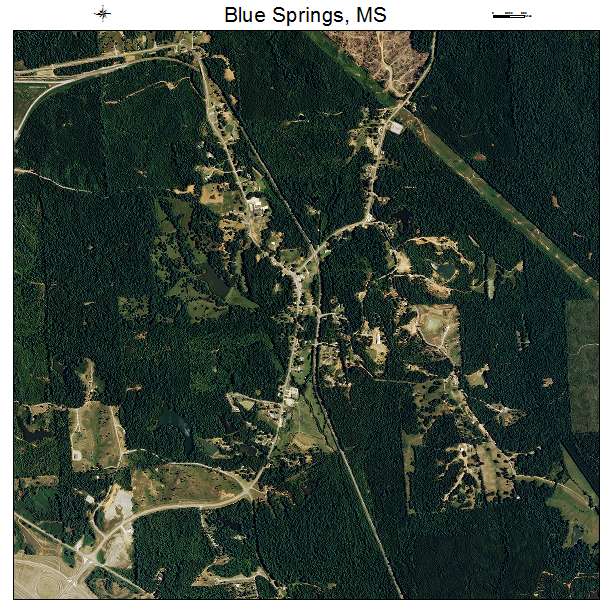 Blue Springs, MS air photo map