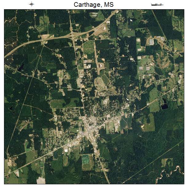 Carthage, MS air photo map