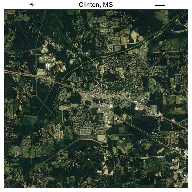 Clinton, MS air photo map