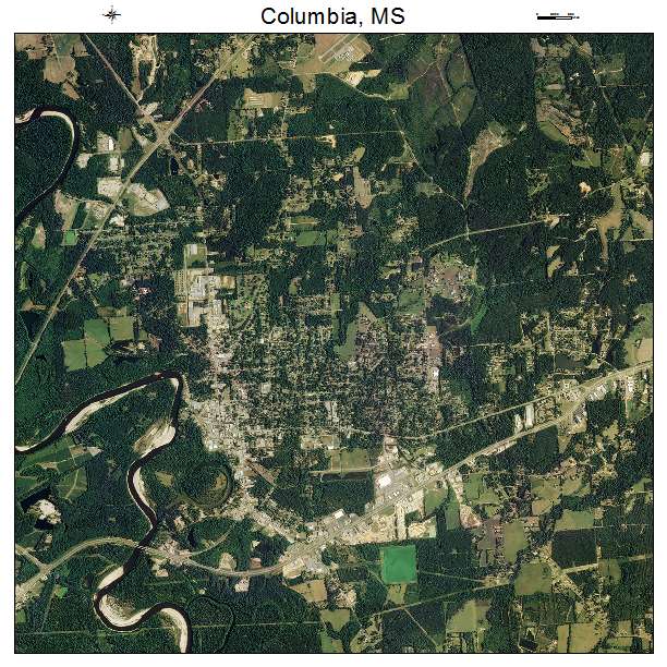 Columbia, MS air photo map