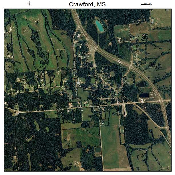 Crawford, MS air photo map