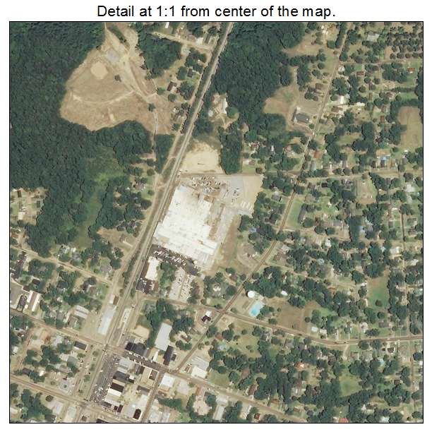 Crystal Springs, Mississippi aerial imagery detail