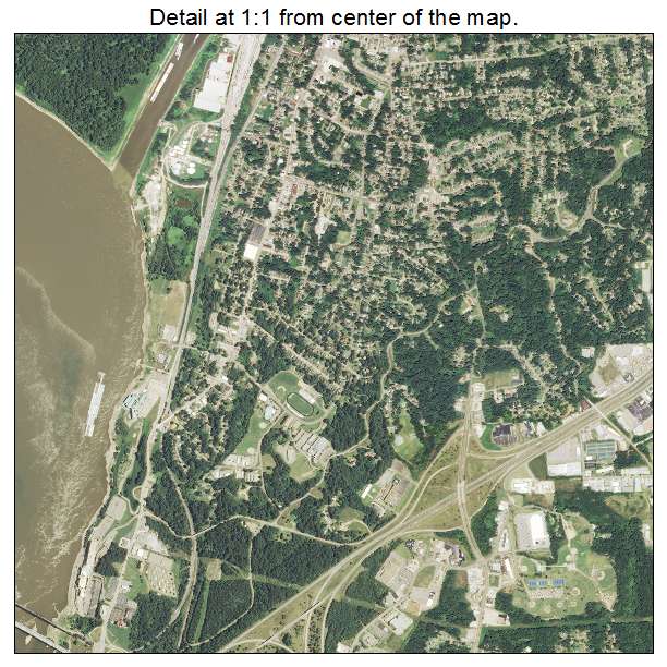 Vicksburg, Mississippi aerial imagery detail