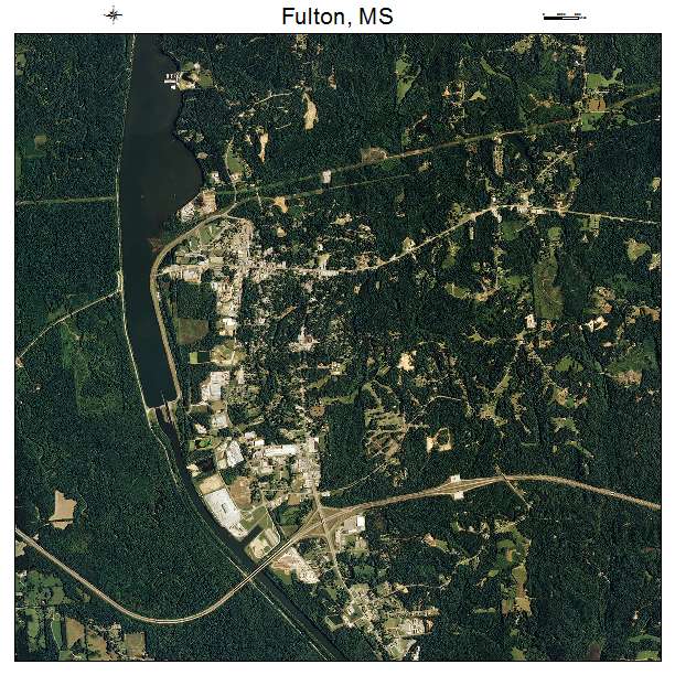 Fulton, MS air photo map