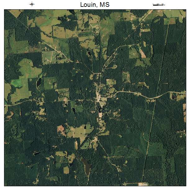 Louin, MS air photo map
