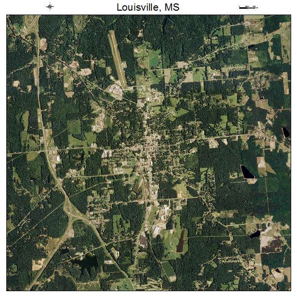 Louisville, MS air photo map