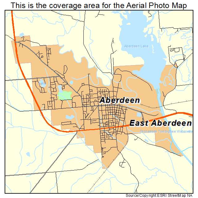 Aberdeen, MS location map 