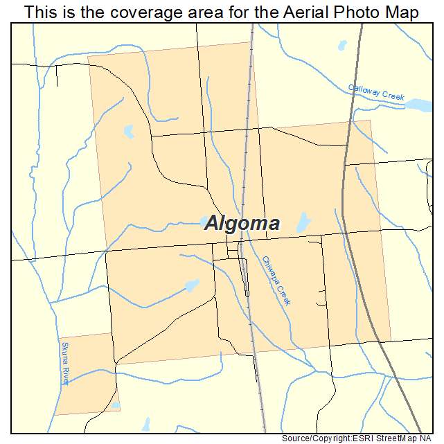 Algoma, MS location map 