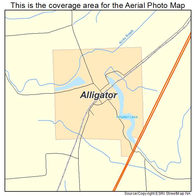 Alligator, MS location map 