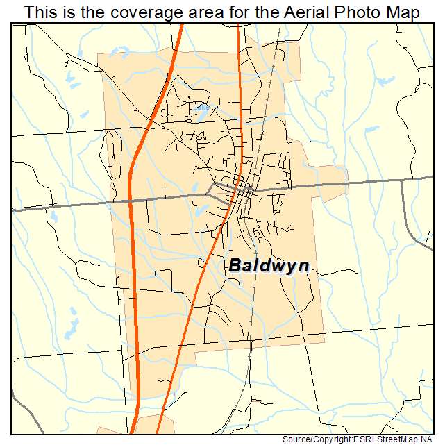Baldwyn, MS location map 