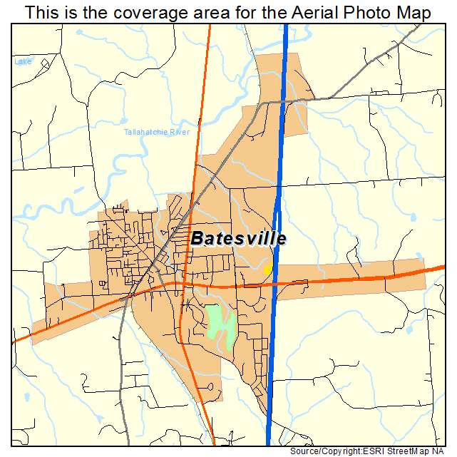 Batesville, MS location map 