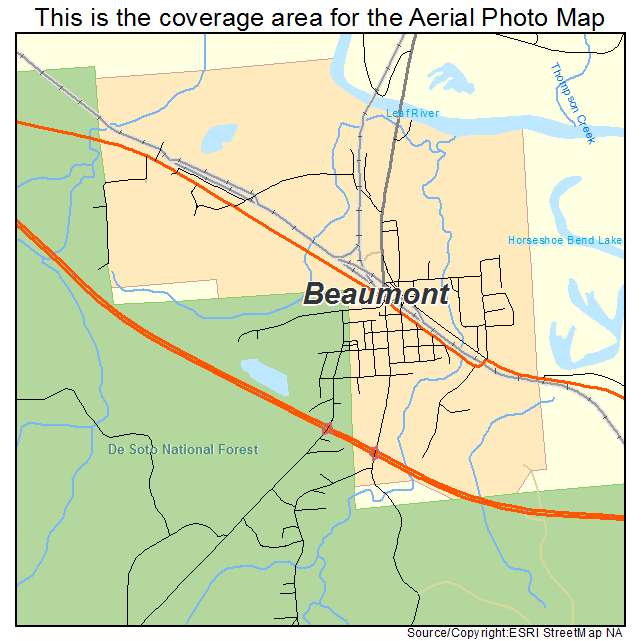 Beaumont, MS location map 