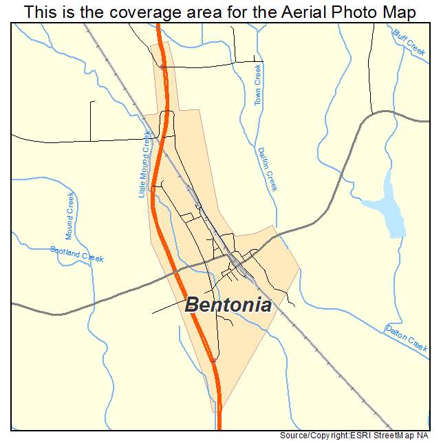 Bentonia, MS location map 
