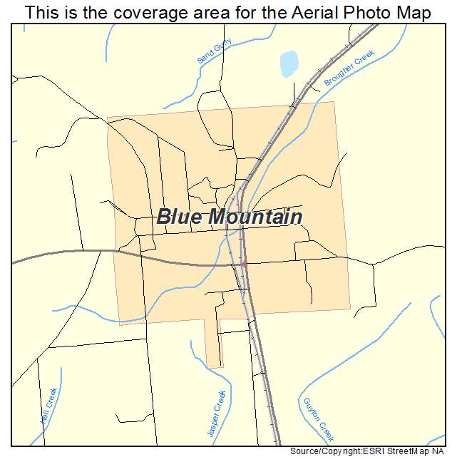 Blue Mountain, MS location map 