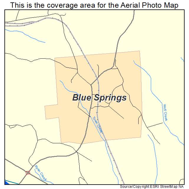 Blue Springs, MS location map 