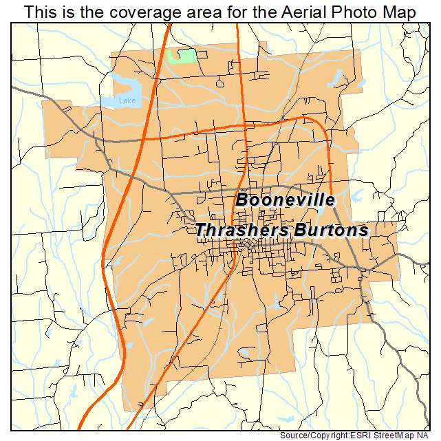 Booneville, MS location map 