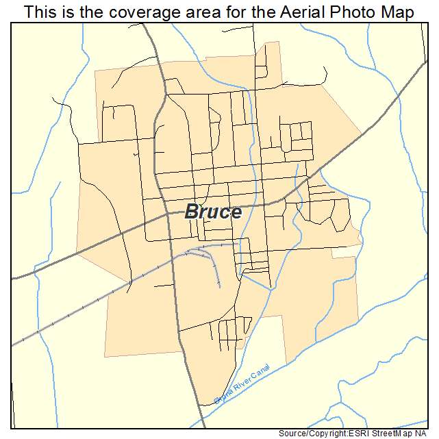 Bruce, MS location map 