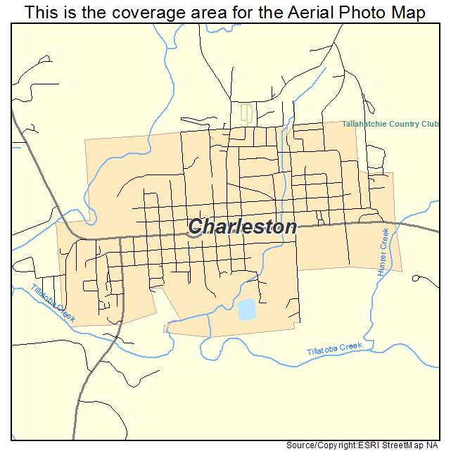 Charleston, MS location map 
