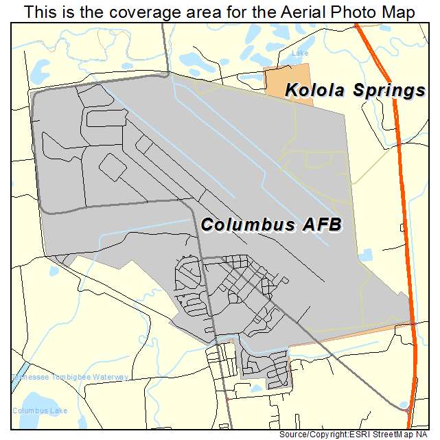 Columbus AFB, MS location map 