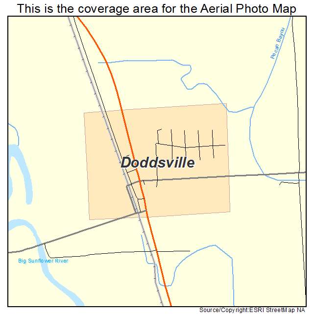 Doddsville, MS location map 