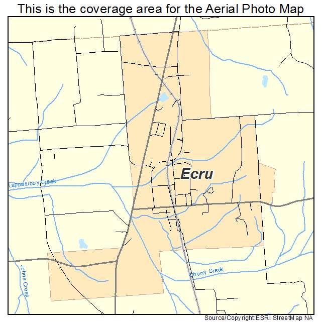 Ecru, MS location map 