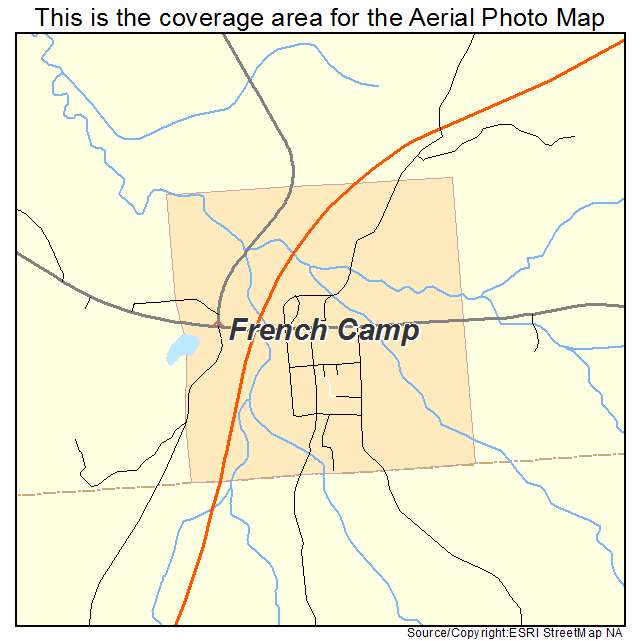 French Camp, MS location map 