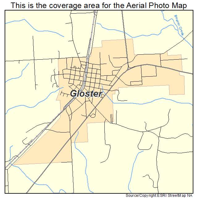 Gloster, MS location map 