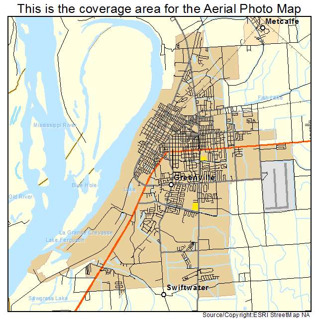 Greenville, MS location map 