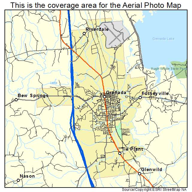 Grenada, MS location map 