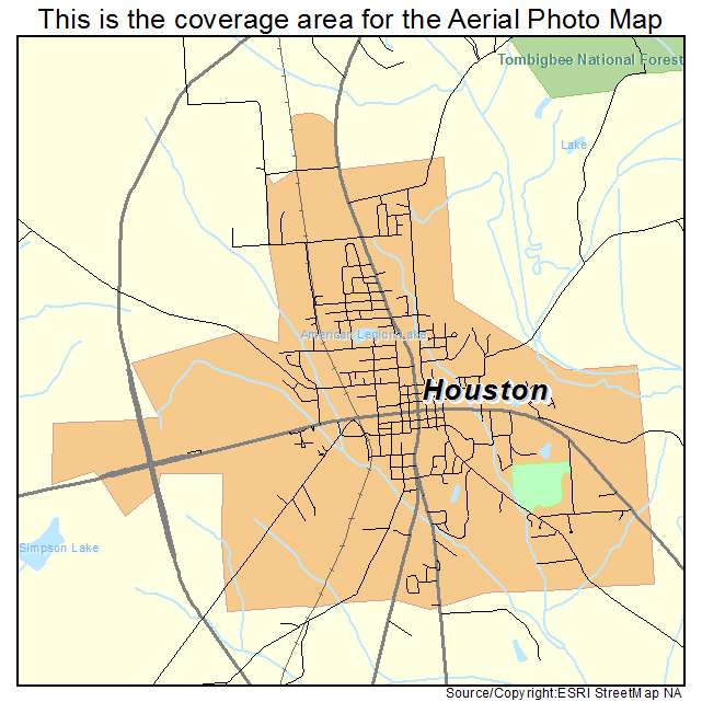 Houston, MS location map 