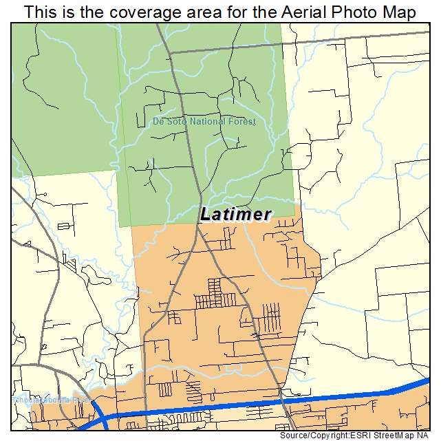 Latimer, MS location map 