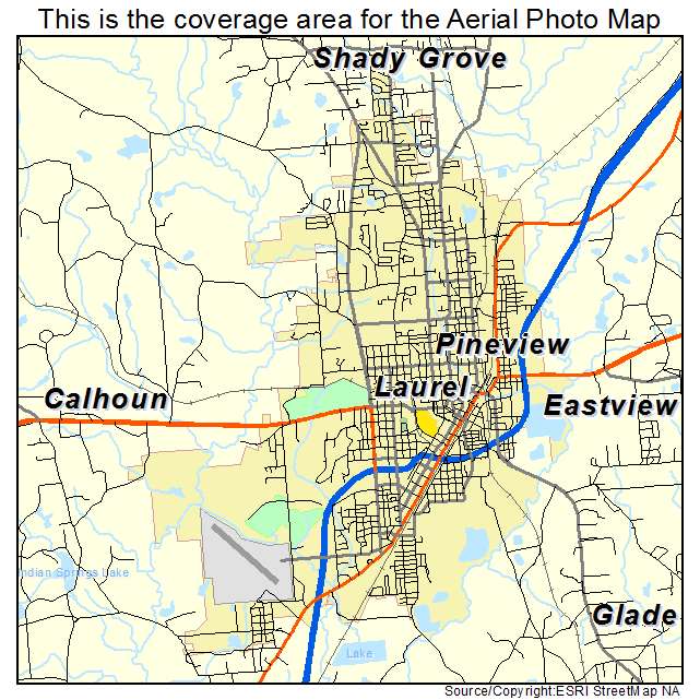 Laurel, MS location map 