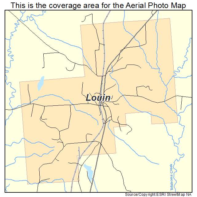 Louin, MS location map 