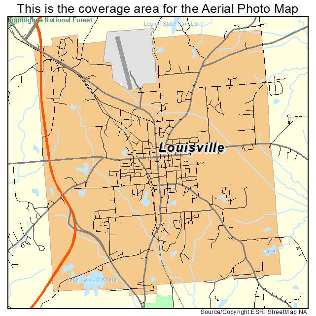 Louisville, MS location map 
