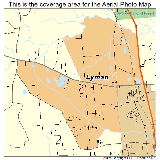 Lyman, MS location map 