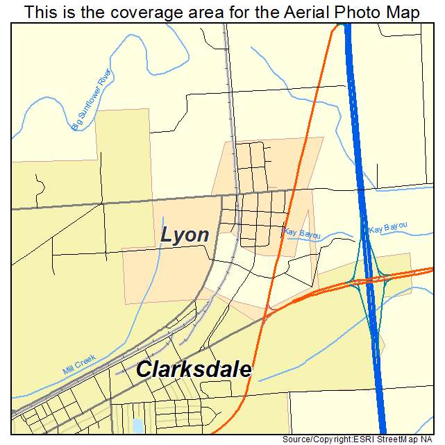 Lyon, MS location map 